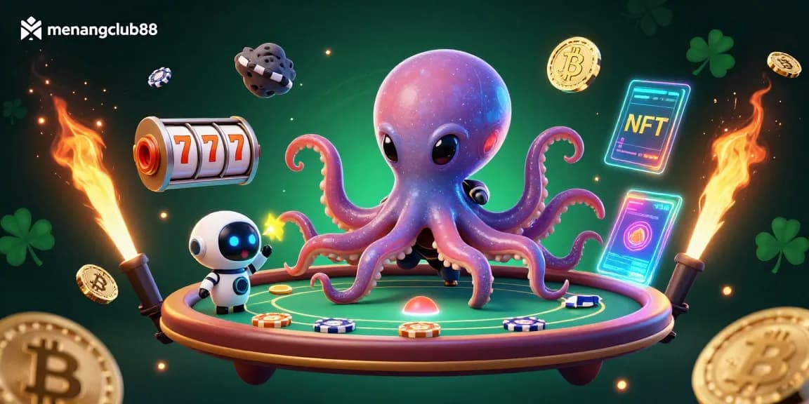 Engage with menangclub88's exciting alien octopus gaming scene featuring vibrant poker gameplay elements.