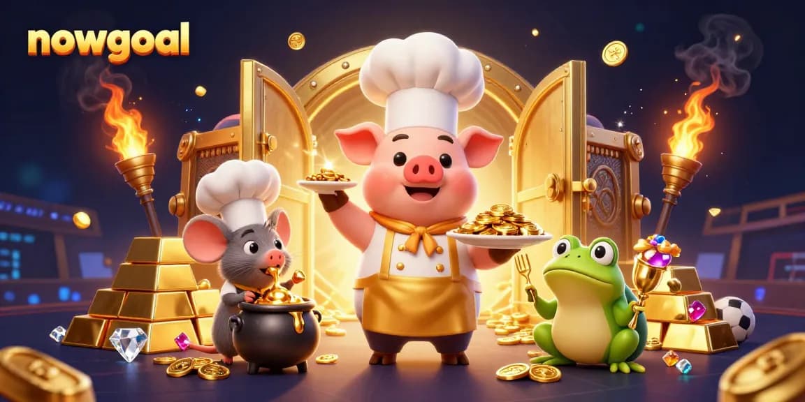 nowgoal showcases a vibrant culinary scene with a pig chef and treasure, creating excitement for bettors.