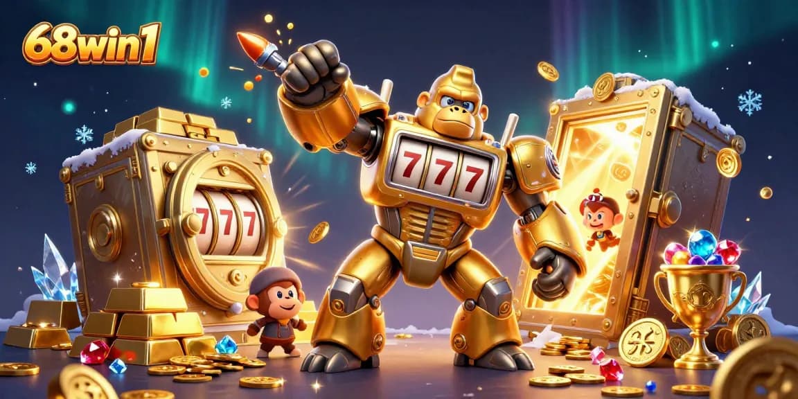 Experience the excitement of 68win1 casino with a dynamic gorilla mech and treasures!