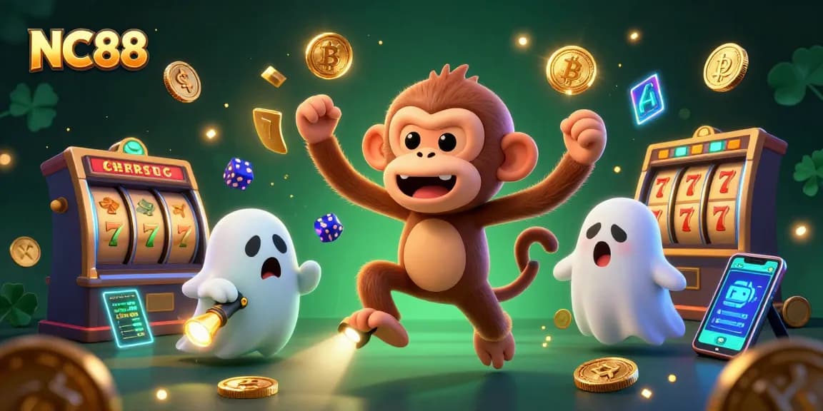 Experience thrilling gaming action at NC88 casino, where a mischievous monkey juggles coins and slots come alive.