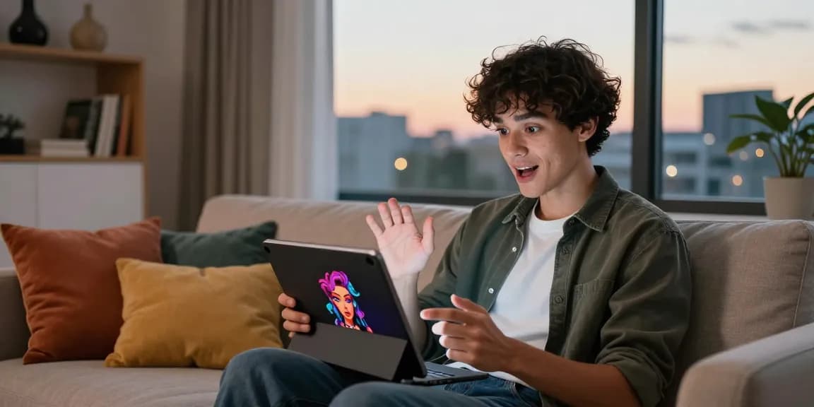 Engaging NSFW AI chat interaction showcasing a cozy room setting with vibrant digital avatars.