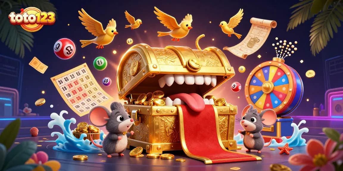 Experience vibrant gameplay with toto123, capturing the excitement of lottery and bingo in a rich 3D scene.