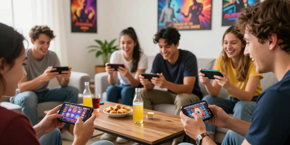 Exciting gaming atmosphere with players enjoying deposit pulsa tanpa potongan on mobile devices.