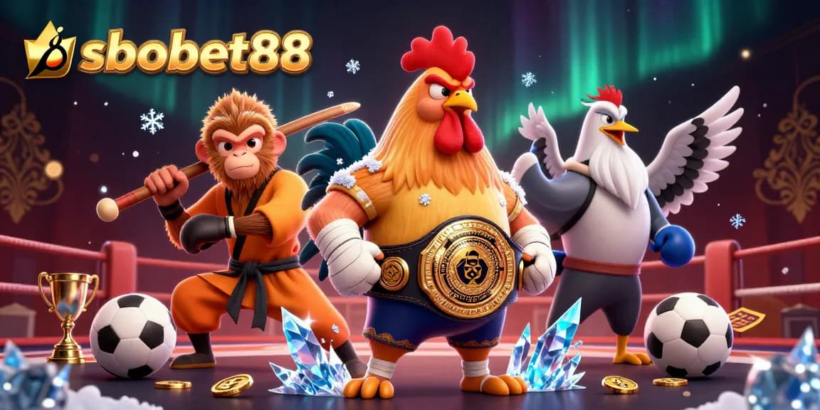 sbobet88 offers dynamic sports betting excitement with cartoon characters in action.