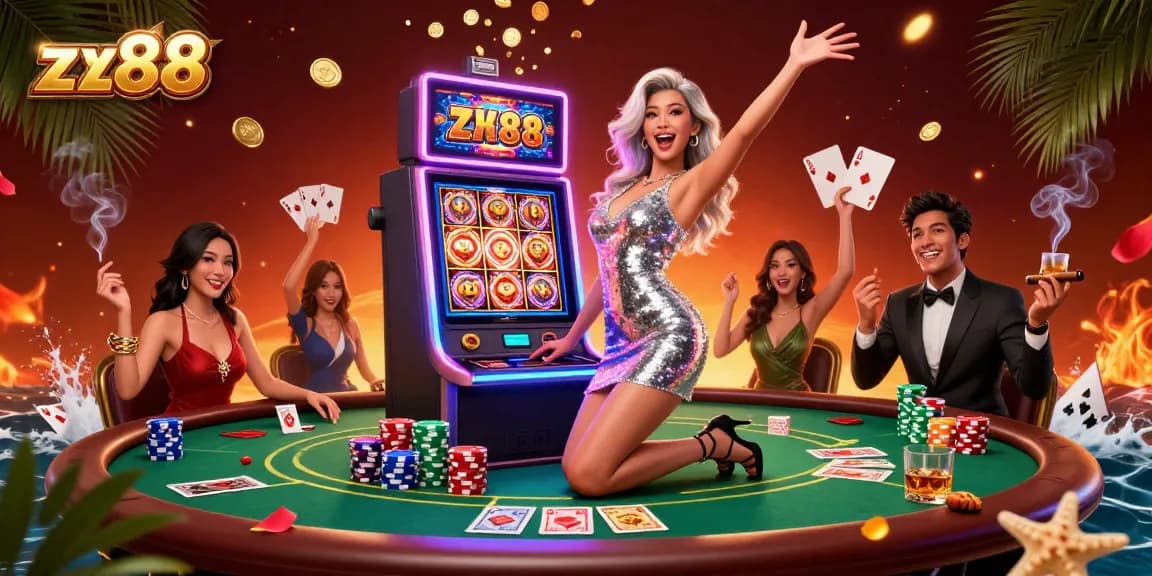 Spin the zx88 slot machine with exciting wins and vibrant casino elements.