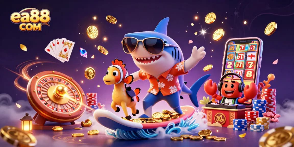 Win big at ea88 COM with vibrant 3D illustration showcasing engaging underwater casino elements.