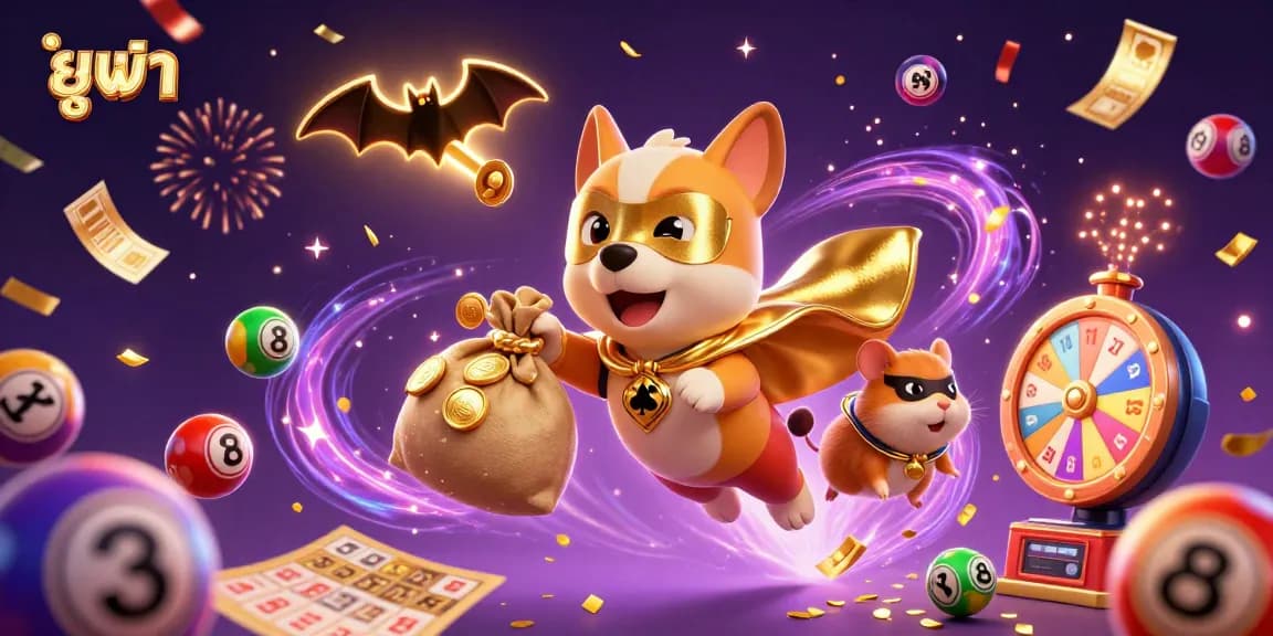 Spin to win big with ยูฟ่า in an energetic, vibrant casino scene full of fun elements.