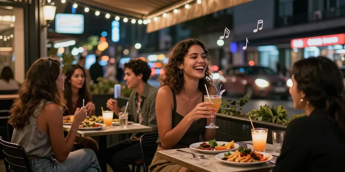 Hình ảnh gái gọi tại quán cafe sôi động, thể hiện không khí đêm nhộn nhịp.
