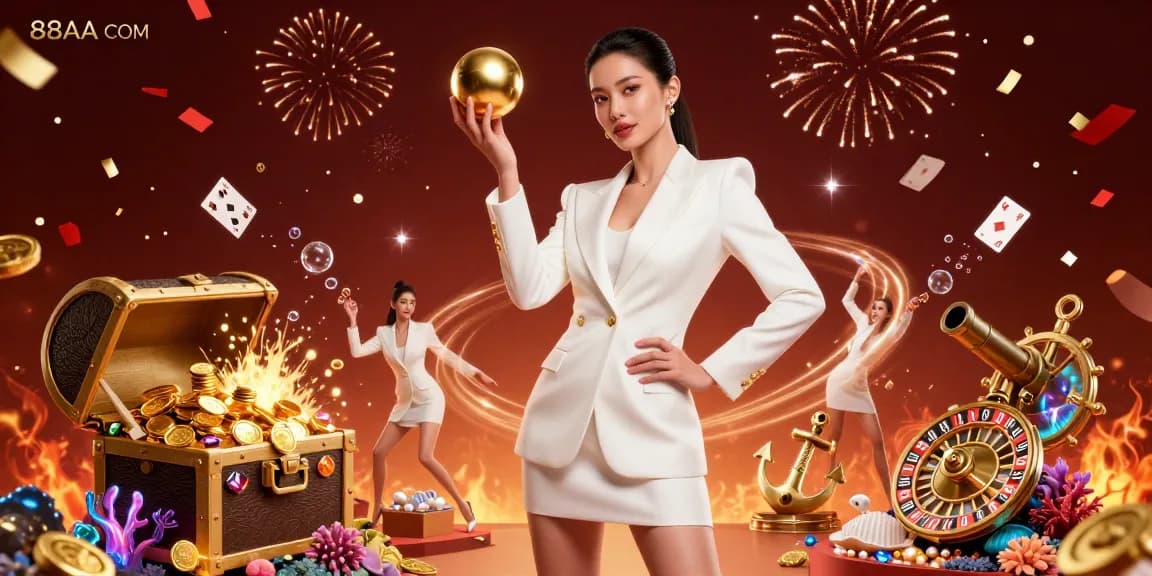 Experience the excitement of 88AA COM's vibrant casino scene with a stylish dealer in a lively atmosphere.