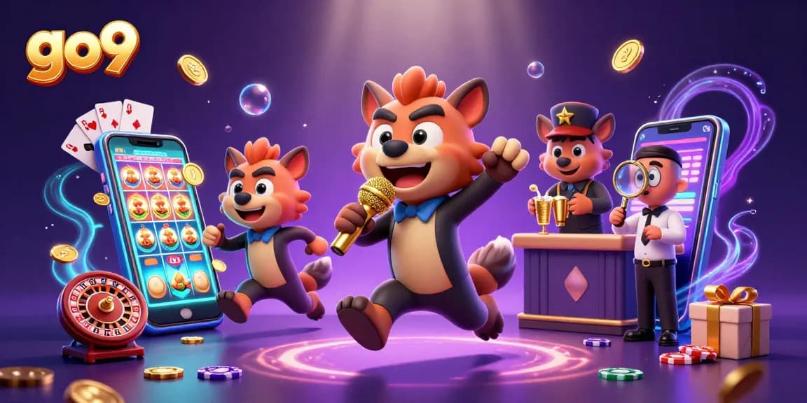 Engage with exciting gaming experiences at go9, featuring vibrant 3D hyenas in a comedy casino club.
