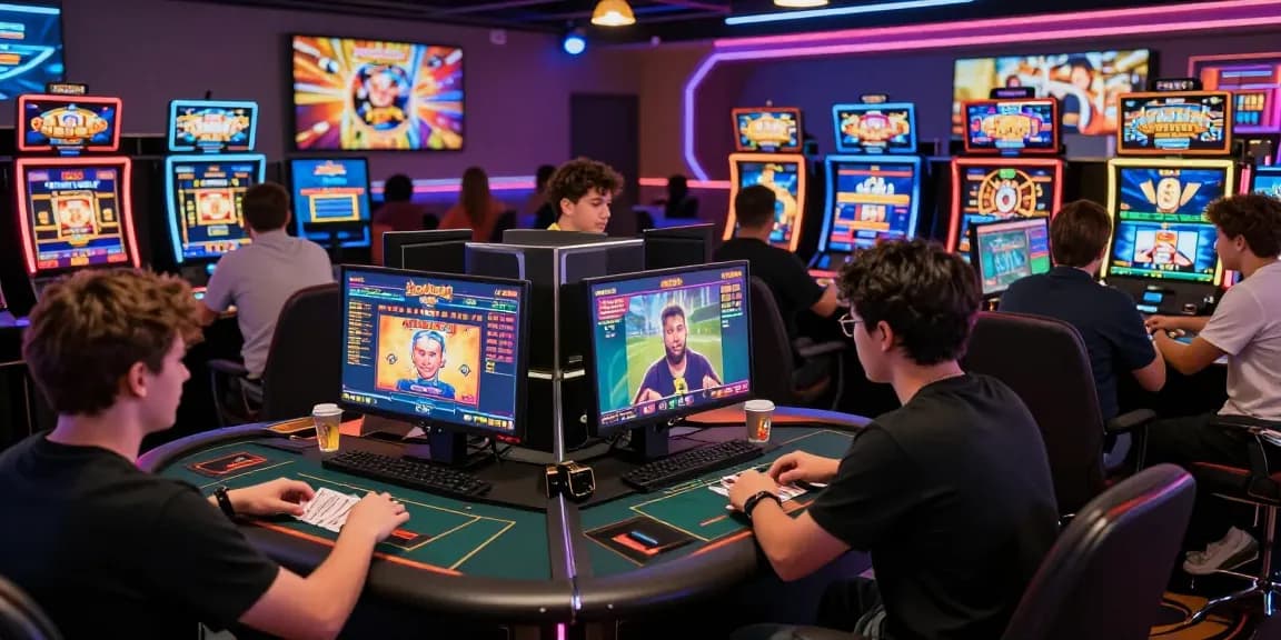 Engaged players enjoying game bài đổi thưởng in a lively, modern gaming environment with bright lighting and interactive elements.