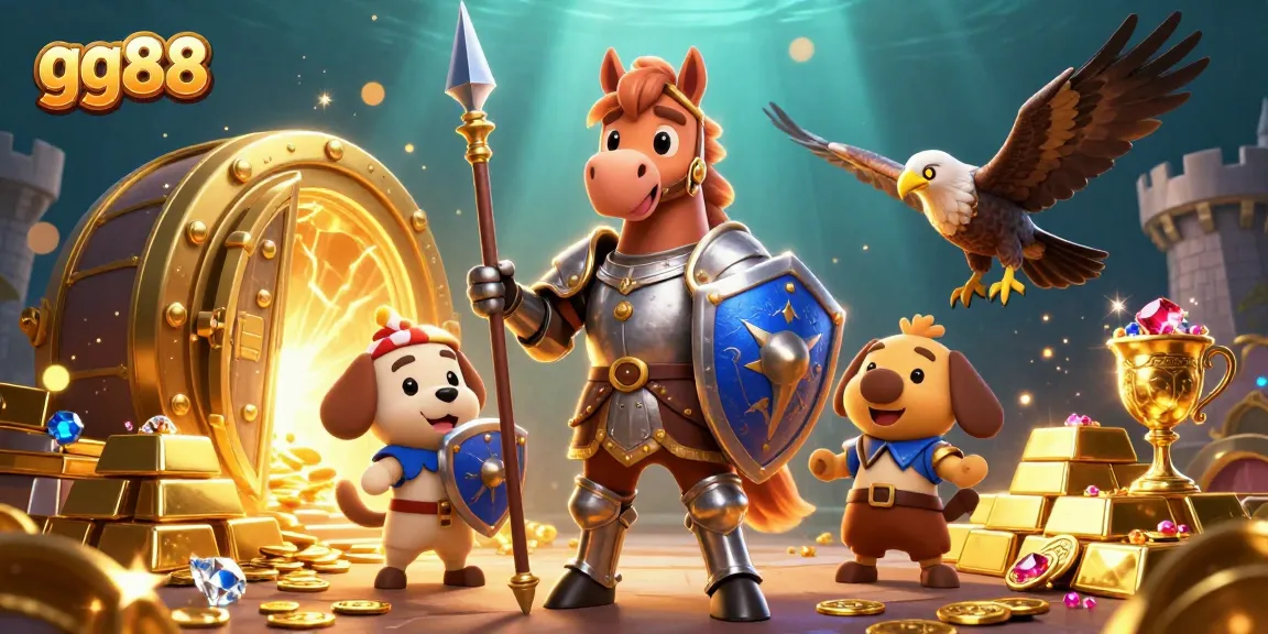 Join the adventure at gg88 as a knight shoots for jackpot treasures in this vibrant casino scene.