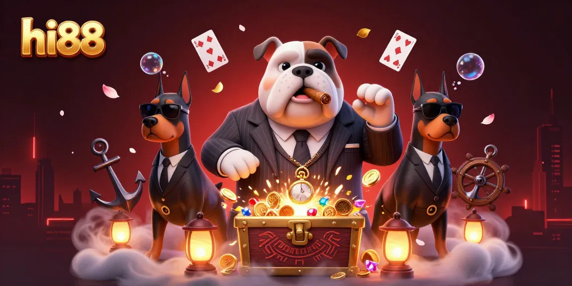 Experience exciting gameplay at hi88 with a mafia-themed 3D casino illustration bursting with energy.