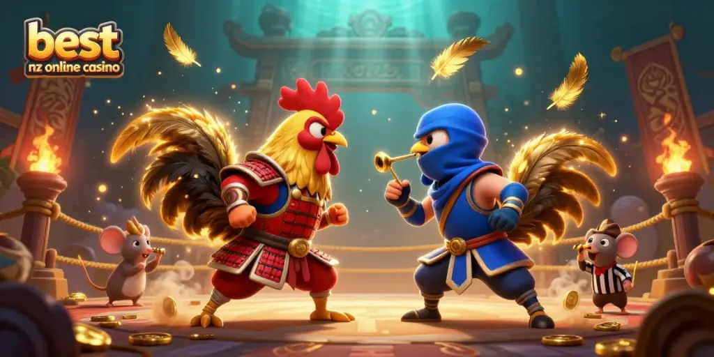 Engage with the best NZ online casino featuring thrilling 3D rooster fighters in dramatic action.