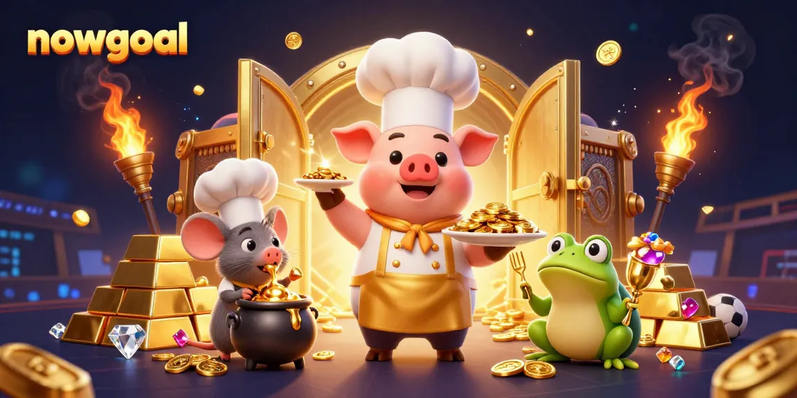 nowgoal showcases a vibrant culinary scene with a pig chef and treasure, creating excitement for bettors.