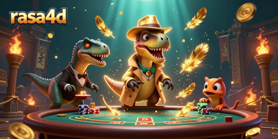 Rasa4d menyajikan ilustrasi kasino dinamis dengan karakter kartun dalam adegan permainan blackjack yang berwarna-warni.