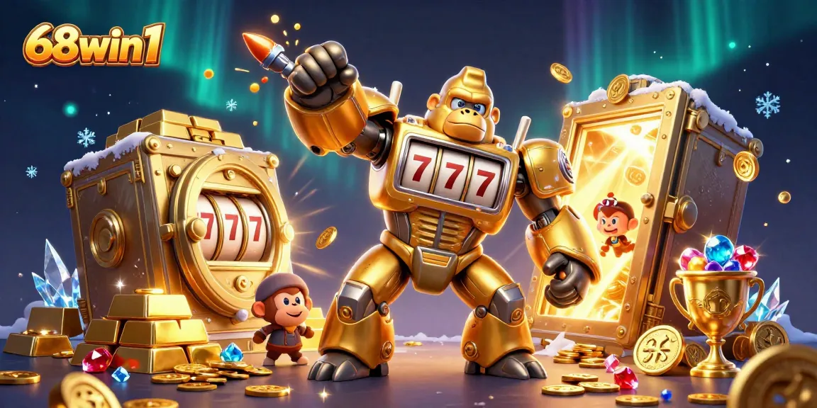 Experience the excitement of 68win1 casino with a dynamic gorilla mech and treasures!
