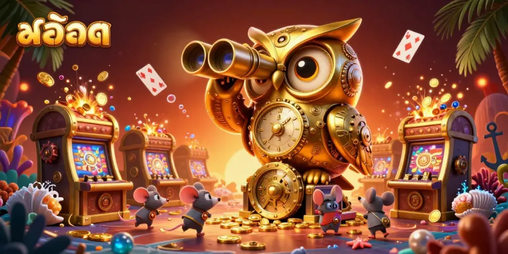 Engage in exciting สล็อต gameplay with dynamic characters and casino elements in a vibrant setting.