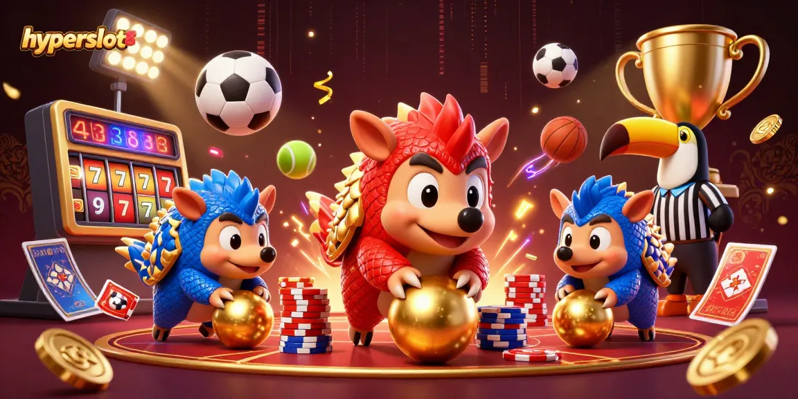Experience the thrilling action of hyperslot88 with rival pangolins in a vibrant casino scene.