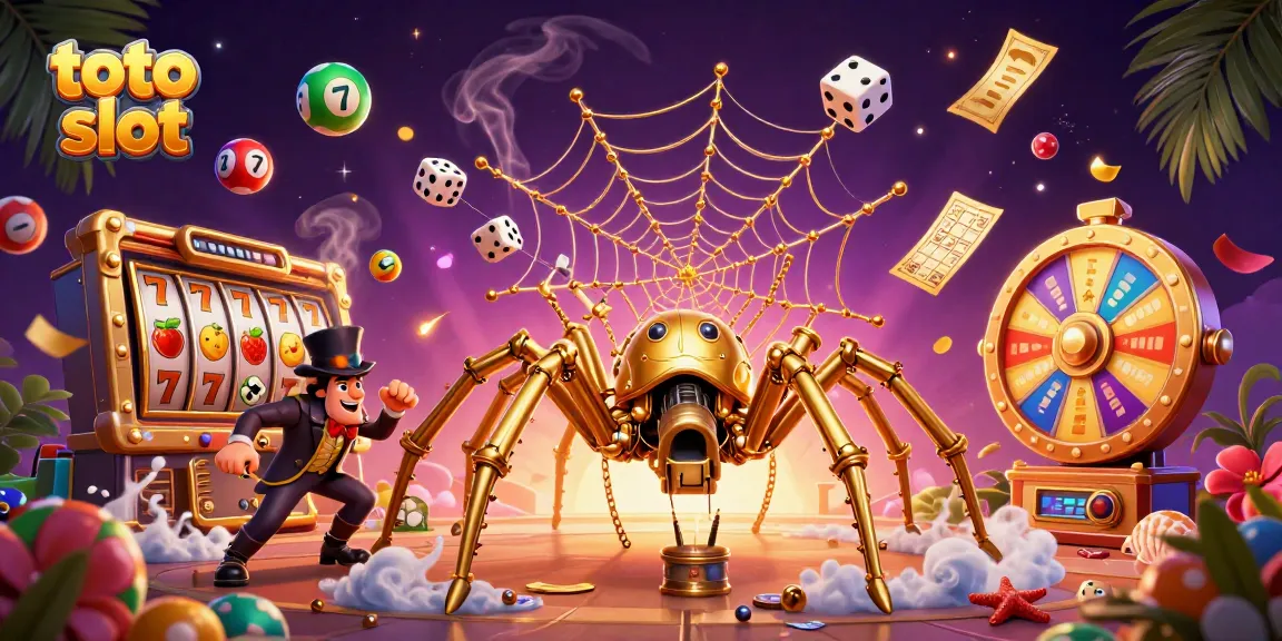 Experience exhilarating toto slot gameplay with a dynamic 3D illustration showcasing vibrant gaming elements.