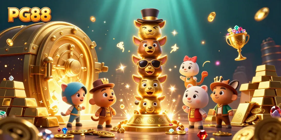 Experience the excitement of PG88 with a vibrant totem and golden treasures in a casino scene