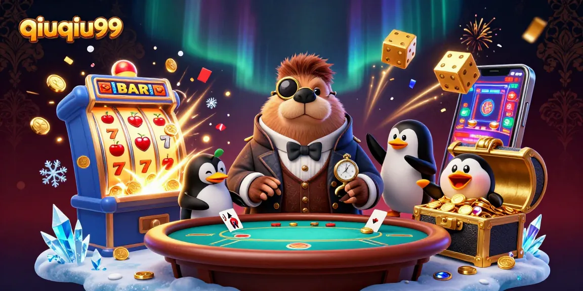 Experience thrilling gameplay at qiuqiu99 with a jolly walrus dealer and exciting casino elements.