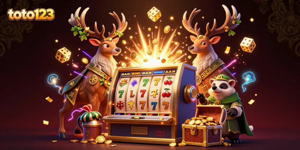 Engage with exciting slots at toto123 featuring jackpot thrills and colorful game elements in a dynamic casino scene.