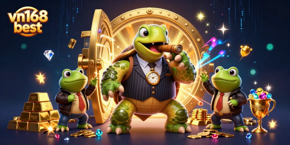 Win big at vn168 best with a captivating 3D casino scene featuring rich treasures.