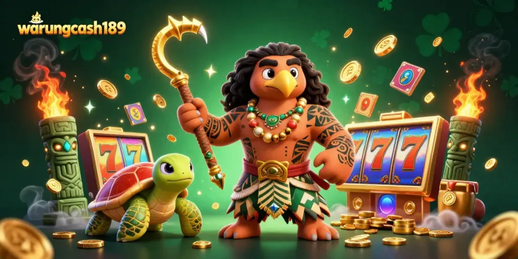 Experience thrilling slots at warungcash189 with colorful reels, golden coins, and captivating characters.