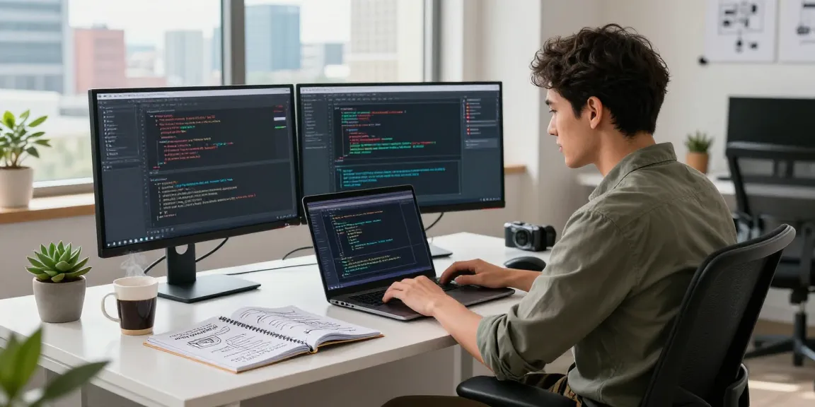 Programmer coding a slot allocation algorithm in a modern workspace.
