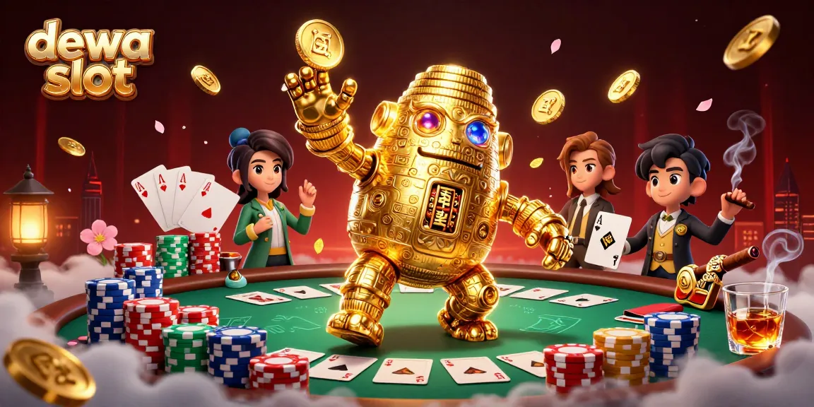 Mainkan dewa slot dengan karakter golem emas dan elemen kasino di sekitarnya, menawarkan pengalaman yang menyenangkan.
