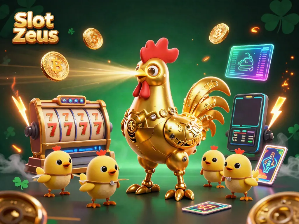 Experience thrilling gameplay with Slot Zeus featuring vibrant cartoon robots in a rich casino scene.