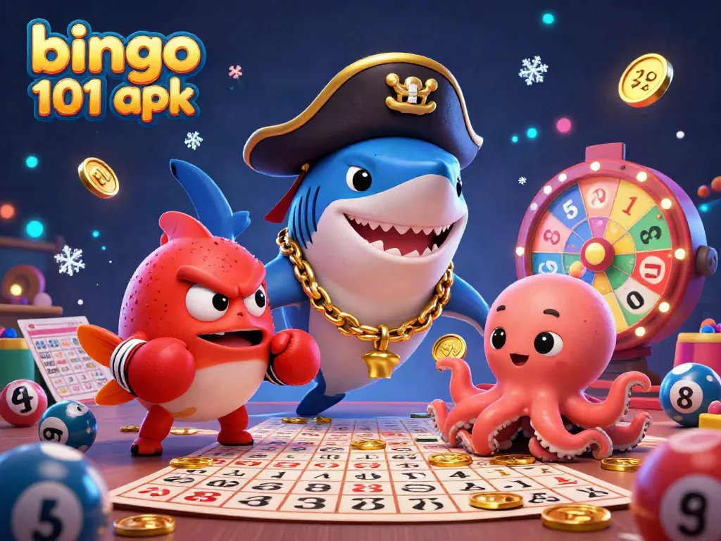 Engage with the fun-filled bingo 101 apk scene featuring lively characters and a vibrant environment.