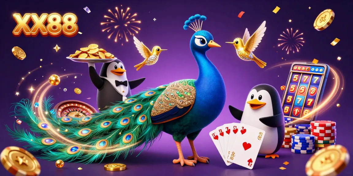 Experience excitement with XX88 in this vibrant 3D casino illustration featuring vibrant characters and colorful game elements.