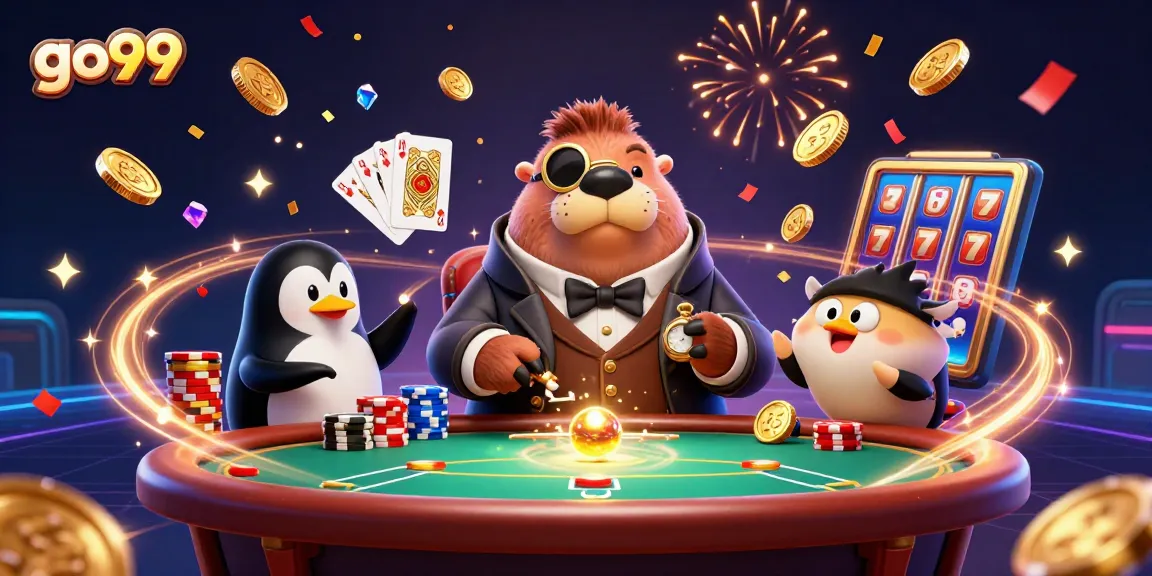 Experience excitement with go99's vibrant underwater poker game featuring a walrus and a penguin dealer.