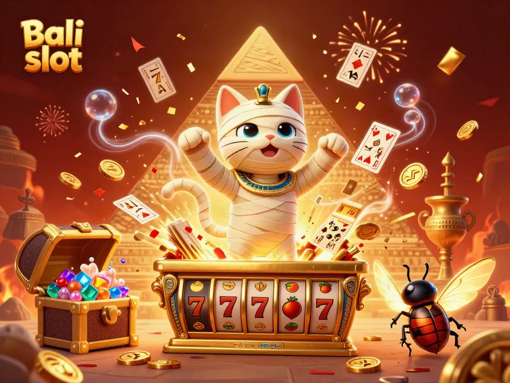 Experience thrilling wins with Bali slot in this vibrant and intricate 3D casino scene.