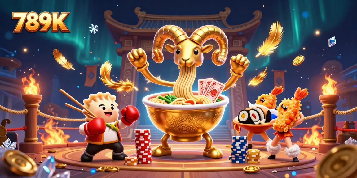 Experience the excitement of 789K with a dynamic 3D casino illustration featuring vibrant characters and game elements.