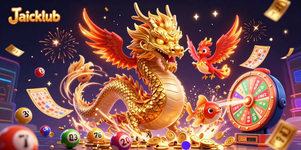 Engage in thrilling action at Jaiclub with colorful lottery balls, a golden dragon, and epic rewards!