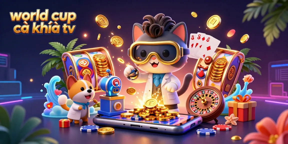 Win big with world cup cà khịa tv as the mad scientist cat creates gold coins amidst a vibrant casino scene.