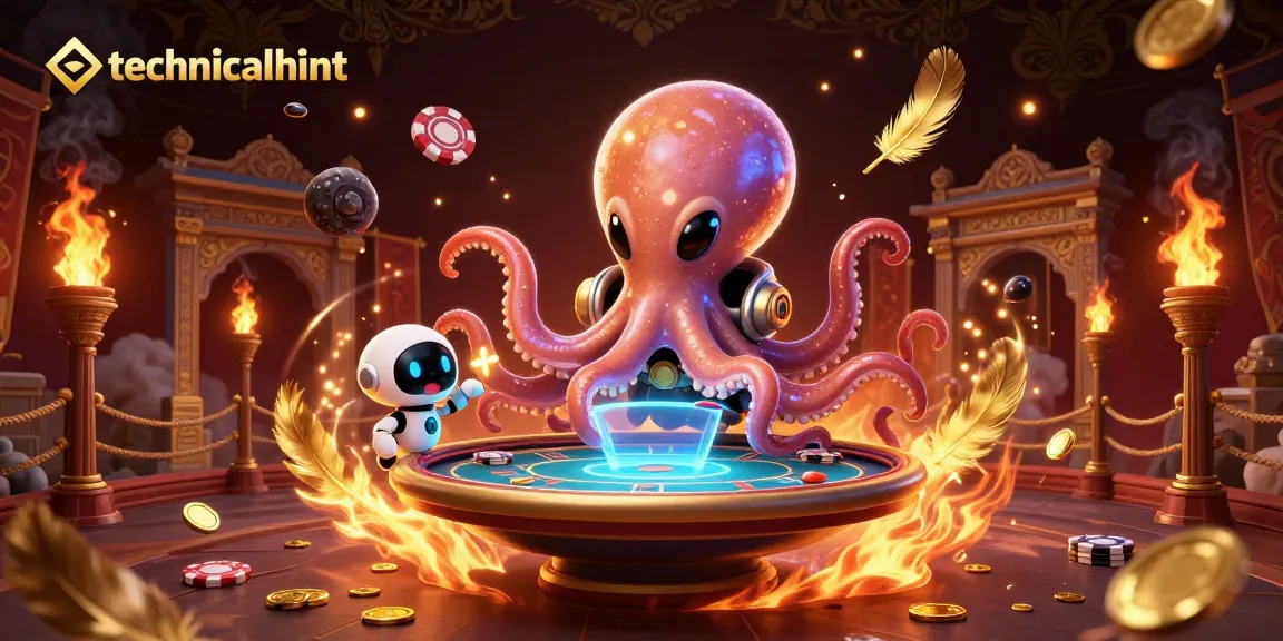 Engage in thrilling gameplay at technicalhint with an alien octopus dealer and vibrant casino elements.