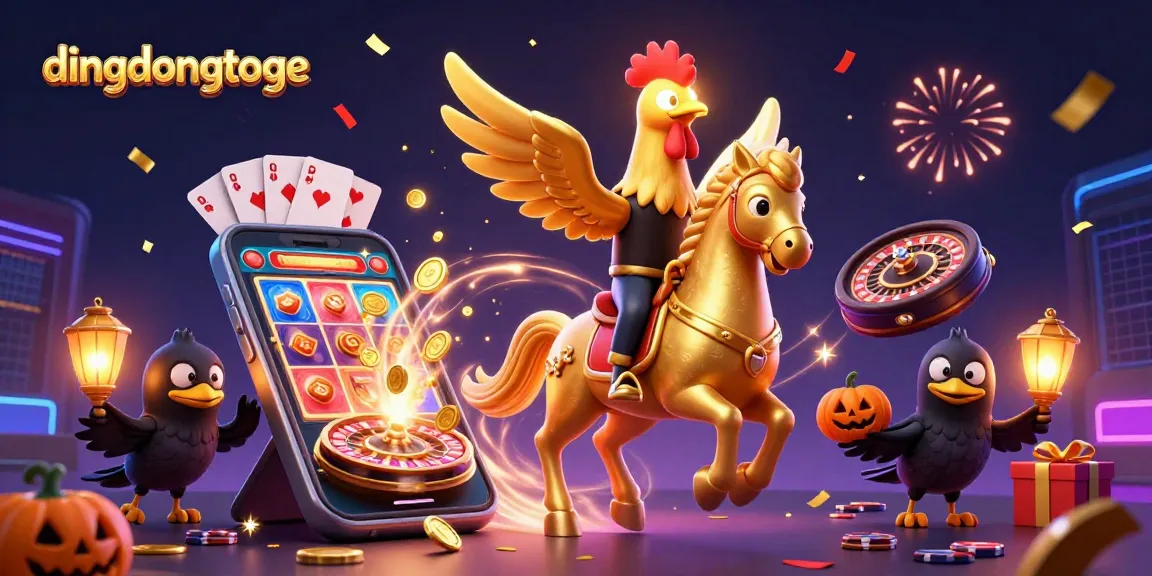 Engage in thrilling gaming action with dingdongtoge's vibrant casino experience featuring animated characters.