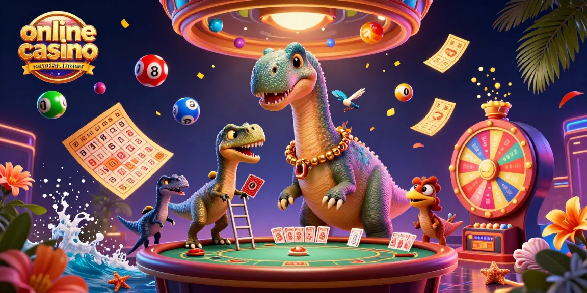 Join the fun at an online casino Australia real money scene with a brontosaurus and clever raptor.