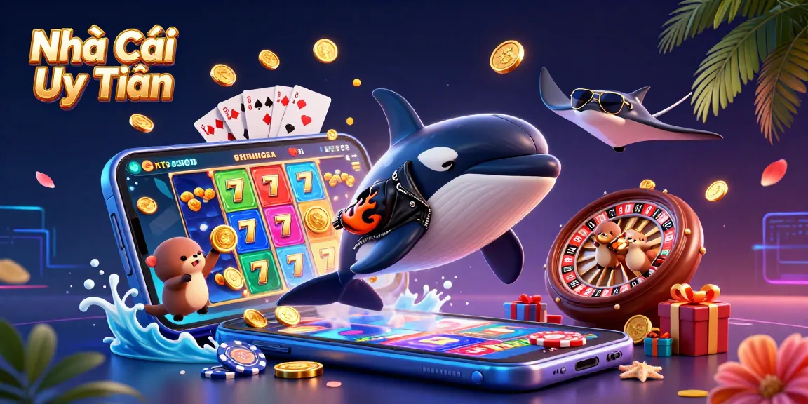 Engage with the Nhà Cái Uy Tín illustration featuring vibrant casino elements and exciting characters.