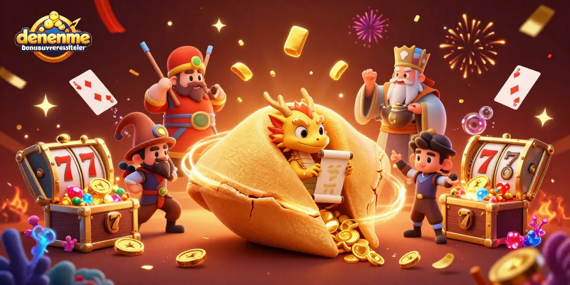 Engage with denemebonusuverensiteler's vibrant scene showcasing golden slot reels and a wise dragon.