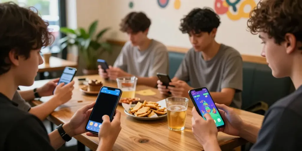 Exciting scene of friends enjoying Yono Games in a cozy café setting.