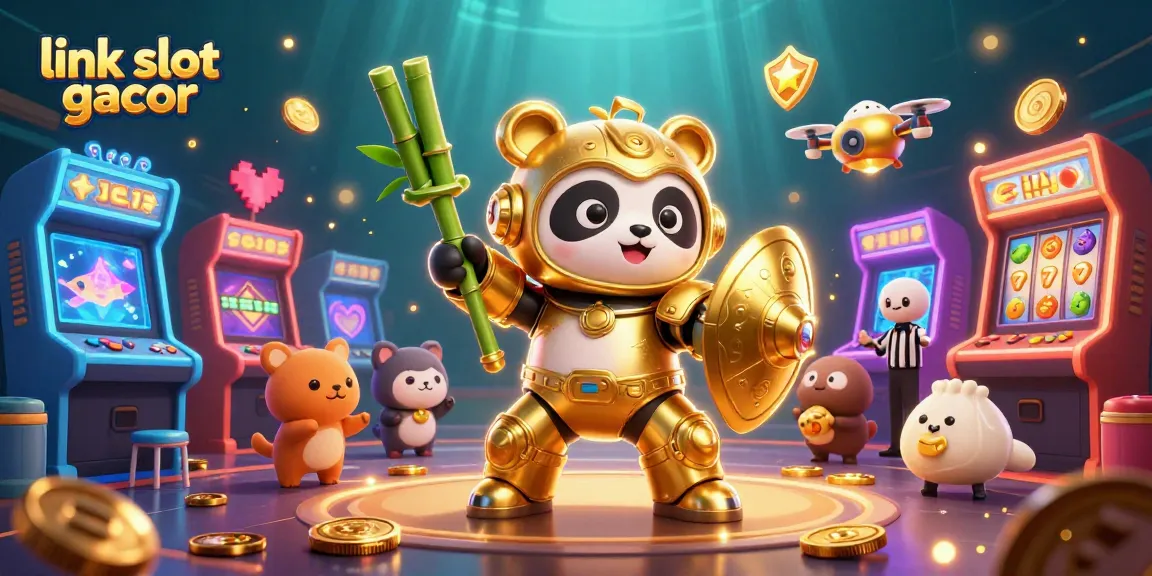 Engage with thrilling gameplay at link slot gacor as golden panda battles with arcade machines.