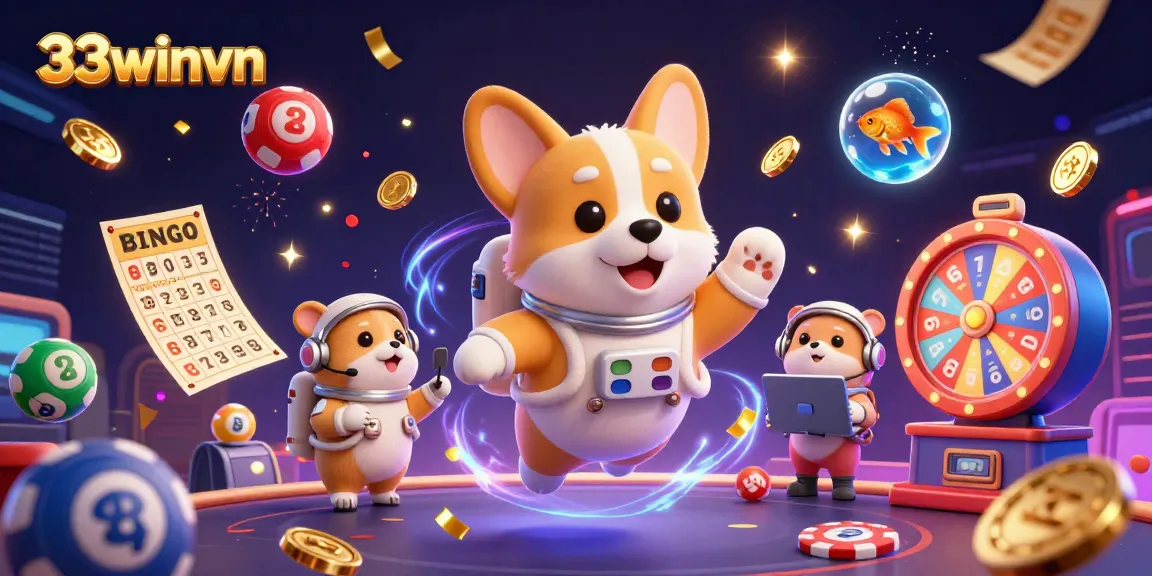 Experience thrilling games and luck with 33winvn in a vibrant casino space adventure.