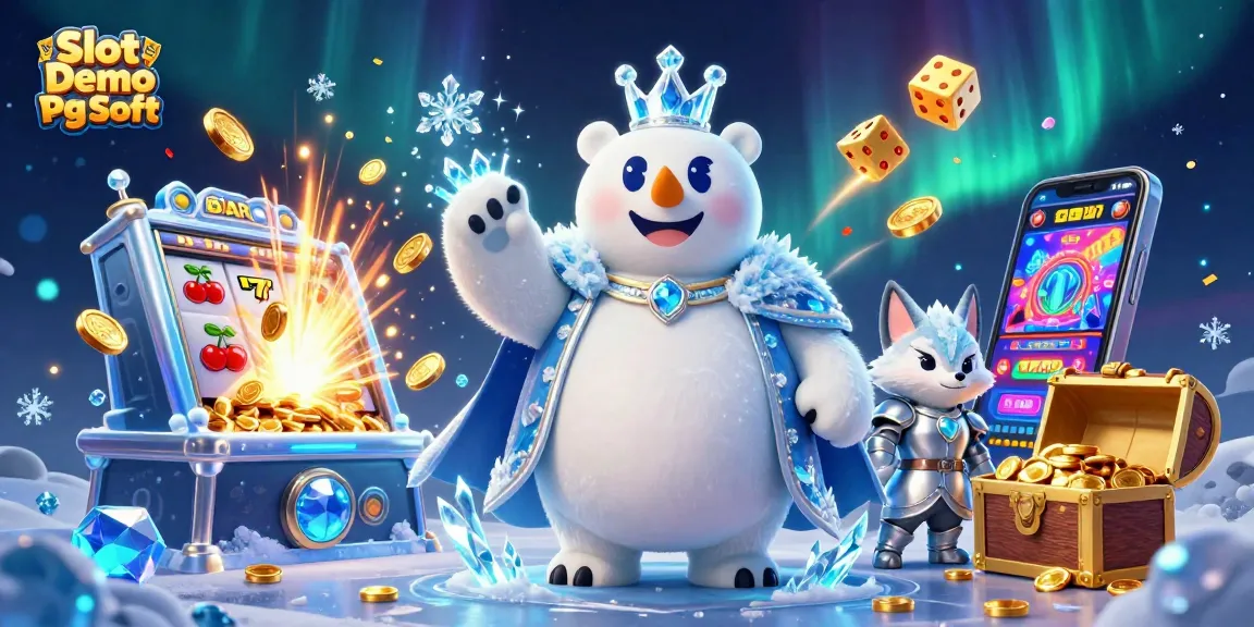 Engage with Slot Demo Pg Soft in a vibrant casino scene, featuring cartoon characters amidst jackpot excitement.