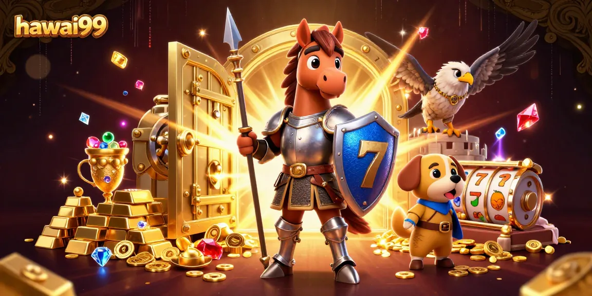 Experience the thrill of hawai99 with a vibrant 3D casino adventure scene featuring joyful characters.