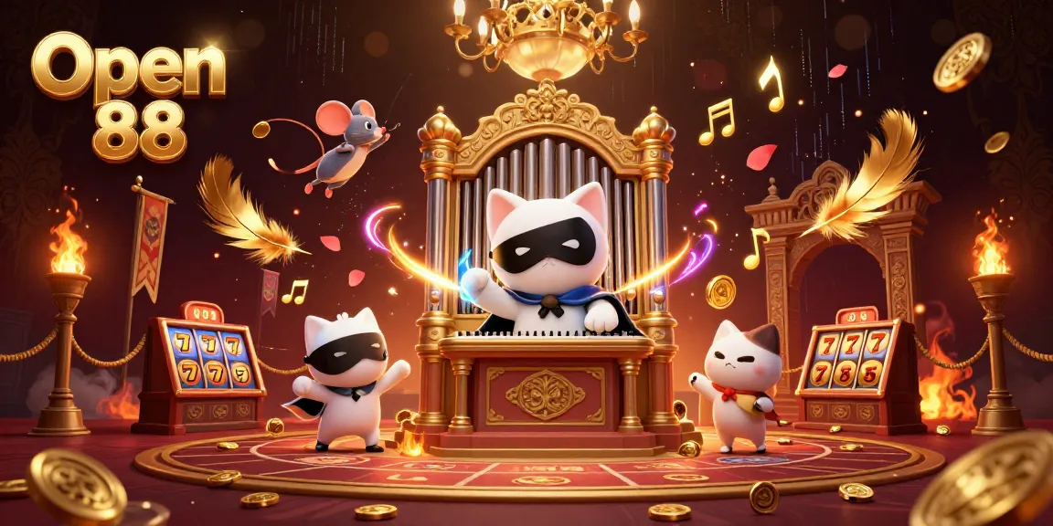 Engage in thrilling gameplay at Open 88 with vibrant casino elements, showcasing unique characters in a dynamic 3D scene.